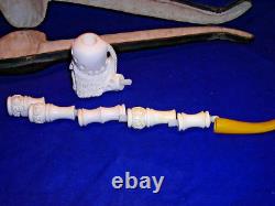 Unsmoked New Block Meerschaum Pipe 15 Inches Long Lots Of Detailed Carving -bb