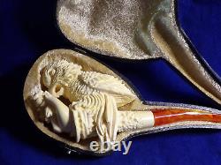 Unsmoked New S. YANIK Block MEERSCHAUM PIPE a Hand Feeding a Parrot -2