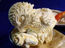 Unsmoked New S. YANIK Block MEERSCHAUM PIPE a Hand Feeding a Parrot -2