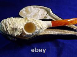 Unsmoked New S. YANIK Block MEERSCHAUM PIPE a Hand Feeding a Parrot -2