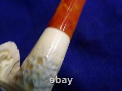 Unsmoked New S. YANIK Block MEERSCHAUM PIPE a Hand Feeding a Parrot -2