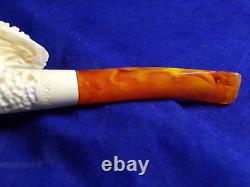 Unsmoked New S. YANIK Block MEERSCHAUM PIPE a Hand Feeding a Parrot -2