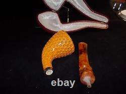 Unsmoked YANIK Block MEERSCHAUM Pipe Featuring A Horn Masterfully Carved -4