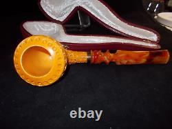 Unsmoked YANIK Block MEERSCHAUM Pipe Featuring A Horn Masterfully Carved -4