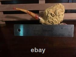 Unused Masterfully Carved By S. Yanik a BLOCK MEERSCHAUM Pipe Featuring a Bison