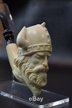 VIKING & EAGLE FIGURE Pipe Block Meerschaum-HANDMADE NEW W CASE#205