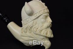 VIKING & EAGLE FIGURE Pipe Block Meerschaum-HANDMADE NEW W CASE#205