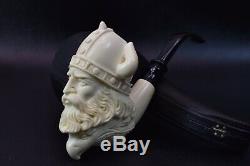 VIKING & EAGLE FIGURE Pipe Block Meerschaum-HANDMADE NEW W CASE#205