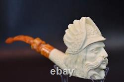 VIKING Figure pipe New Handmade Block Meerschaum W Case-stand#40