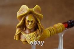 VIKING Girl Figure pipe New Handmade Block Meerschaum W Case-stand#308