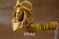 VIKING Girl Figure pipe New Handmade Block Meerschaum W Case-stand#308