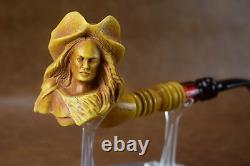 VIKING Girl Figure pipe New Handmade Block Meerschaum W Case-stand#308