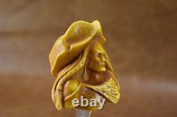 VIKING Girl Figure pipe New Handmade Block Meerschaum W Case-stand#308