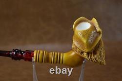 VIKING Girl Figure pipe New Handmade Block Meerschaum W Case-stand#308