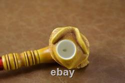 VIKING Girl Figure pipe New Handmade Block Meerschaum W Case-stand#308