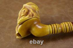 VIKING Girl Figure pipe New Handmade Block Meerschaum W Case-stand#308