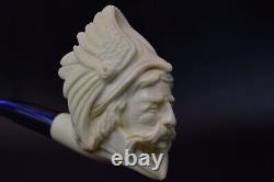 VIKING figure pipe New Handmade Block Meerschaum W Case&stand#955