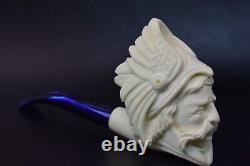 VIKING figure pipe New Handmade Block Meerschaum W Case&stand#955