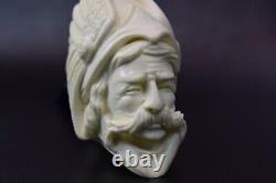 VIKING figure pipe New Handmade Block Meerschaum W Case&stand#955