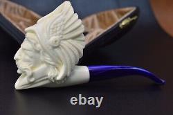 VIKING figure pipe New Handmade Block Meerschaum W Case&stand#955