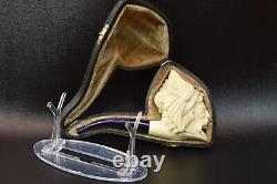 VIKING figure pipe New Handmade Block Meerschaum W Case&stand#955