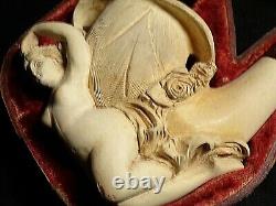 VINTAGE BLOCK MEERSCHAUM NAKED WOMAN PIPE 3 HIGH, 7 LONG WithCASE