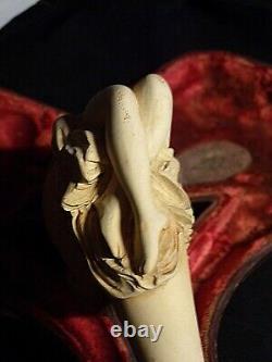 VINTAGE BLOCK MEERSCHAUM NAKED WOMAN PIPE 3 HIGH, 7 LONG WithCASE