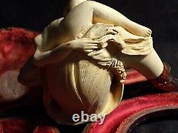 VINTAGE BLOCK MEERSCHAUM NAKED WOMAN PIPE 3 HIGH, 7 LONG WithCASE