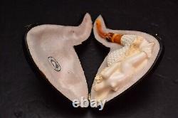 VTG Nude Lady Naked handmade Carved block MEERSCHAUM Pipe W original CASE 5 5/8