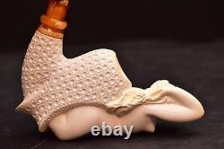 VTG Nude Lady Naked handmade Carved block MEERSCHAUM Pipe W original CASE 5 5/8