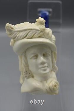 Victorian Lady Figure Pipe Block Meerschaum-Handmade NEW W CASE#1850