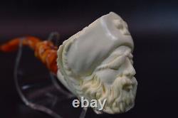 Viking Pirate Pipe New Block Meerschaum Handmade W Case#95