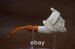Viking Pirate Pipe New Block Meerschaum Handmade With Case And Tamper #1160