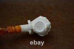 Viking Pirate Pipe New Block Meerschaum Handmade With Case And Tamper #1160