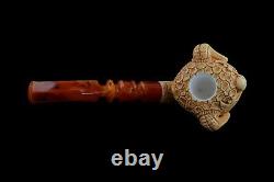 Viking Skull Pipe BY Koray Block Meerschaum-NEW Handmade W CASE#1110