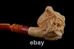 Viking Skull Pipe BY Koray Block Meerschaum-NEW Handmade W CASE#1110