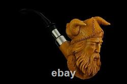 Viking W Horns Pipe By Ali New Block Meerschaum Handmade W Case#1352