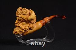 Viking block Meerschaum Pipe Mottled color, smoking pipe, handcarved meerschaum