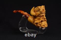Viking block Meerschaum Pipe Mottled color, smoking pipe, handcarved meerschaum
