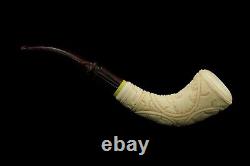 Vineyard Horn Pipe New Block Meerschaum Handmade W Case-Stand#756