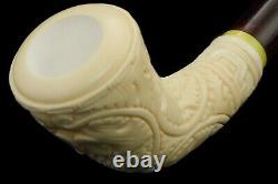 Vineyard Horn Pipe New Block Meerschaum Handmade W Case-Stand#756