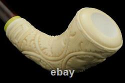 Vineyard Horn Pipe New Block Meerschaum Handmade W Case-Stand#756