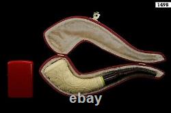 Vineyard Horn Pipe New Block Meerschaum Handmade W Case-Stand#756