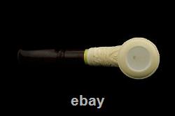 Vineyard Horn Pipe New Block Meerschaum Handmade W Case-Stand#756