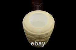 Vineyard Horn Pipe New Block Meerschaum Handmade W Case-Stand#756