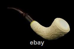 Vineyard Horn Pipe New Block Meerschaum Handmade W Case-Stand#756