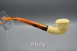 Vineyard Rhodesian Pipe new-block Meerschaum Handmade Case#38 Churchwarden Stem