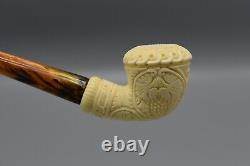 Vineyard Rhodesian Pipe new-block Meerschaum Handmade Case#38 Churchwarden Stem