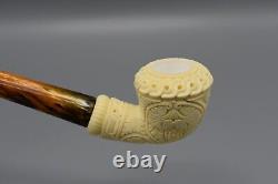 Vineyard Rhodesian Pipe new-block Meerschaum Handmade Case#38 Churchwarden Stem