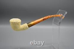 Vineyard Rhodesian Pipe new-block Meerschaum Handmade Case#38 Churchwarden Stem